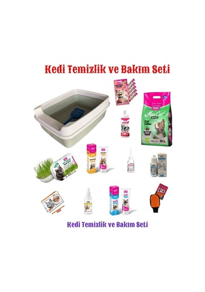 Kedi Temizlik Ve Bakım Seti 13 Ürün Komple Sağlık Ve Hijyen Paketi