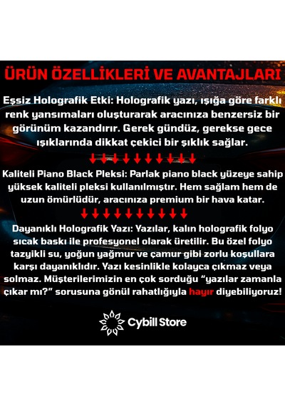 Kişiye Özel Motor Pleksi Plaka Hologram Yazı İstediğinizi Yazdırın