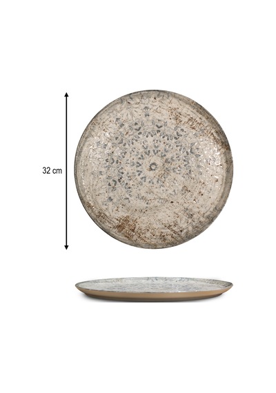 6'lı Valencia Servis Tabağı Pizza 32cm Dijital Fade Rinart Krem
