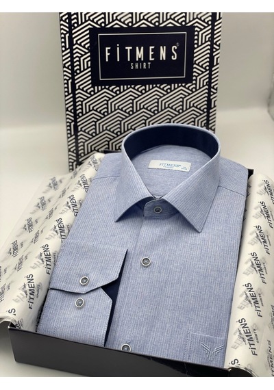 Klasik Uzun Kol Keten Cotton Hediye Kutulu Erkek Gömlek Fs-001261 - Lacivert-2051