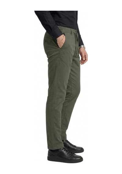 Deepsea Erkek Haki Esnek Kumaş Slim Fit Beli Lastikli Günlük Spor Pantolon 2601070