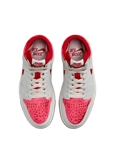 Nike Air Jordan 1 Zoom Air Mid Sneaker Hakiki Deri Bilekli Spor Ayakkabı Gri Kırmızı
