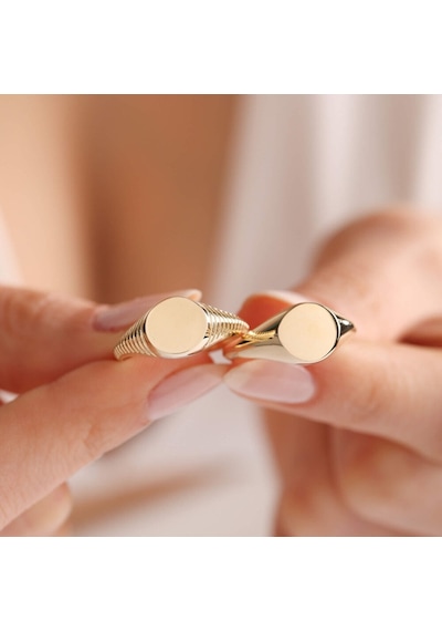 14K Altın Şövalye Yüzük (Kişiselleştir) Sade 1.0 Cm 552977786
