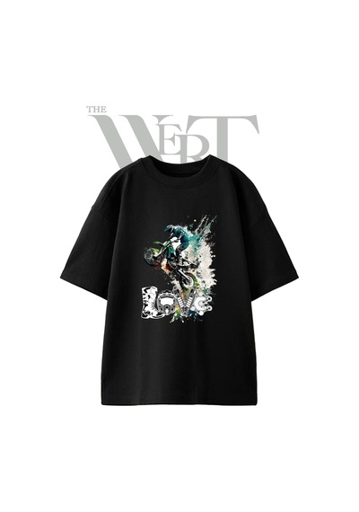 Thewert Motocross Jump Tasarım Baskılı Ünisex Siyah Oversize T-shirt