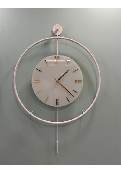 MetaQuartz Aksesuar (Orta Boy-38*58 cm) Beyaz Timelles - Pilli Ledli - Metal Duvar Saati