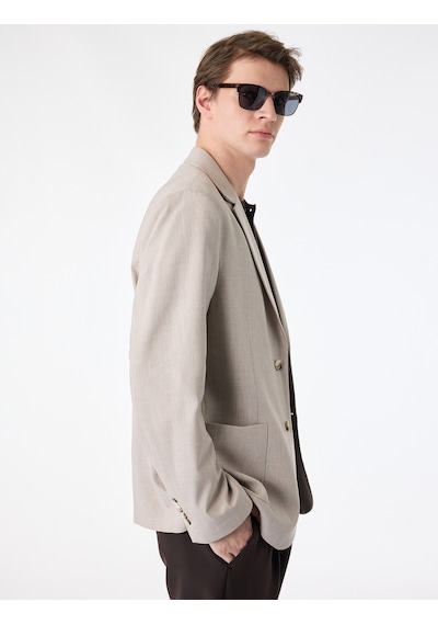 Koton Uzun Kollu Viskon Karışımlı Cepli Düğmeli Mono Yaka Slim Fit Blazer Ceket Vizon 6sam50006nw Koton Uzun Kollu Viskon Karışımlı Cepli Düğmeli Mono Yaka Slim Fit Blazer Ceket Vizon 6sam50006nw