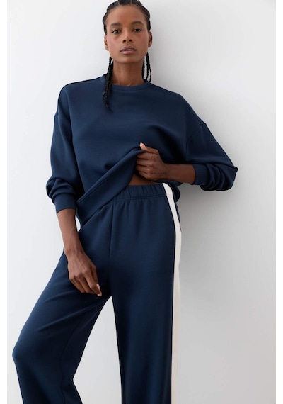 Defacto Defactofit Oversize Geniş Kalıp Bisiklet Yaka Modal Sporcu Sweatshirt E8954ax25aunv165 Lacivert
