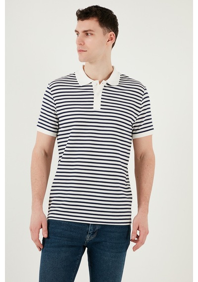 Buratti Pamuklu Regular Fit Çizgili Erkek Polo Yaka T Shirt 5903009 Indigo