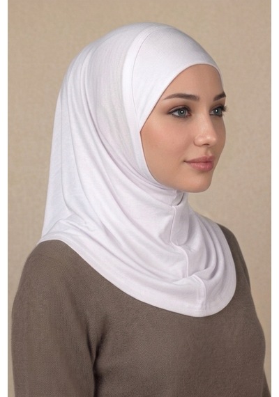 Sonbaharmoda Hazır Türban Pratik Kaymaz Tesettür Eşarp Viskon Likralı Rahat Günlük Ve Namaz İçin Hijab Beyaz