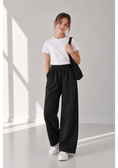 Angel&co. Girls Clothing Siyah Kız Çocuk Eşofman Altı-geniş Kesim Siyah - 868273572 Siyah
