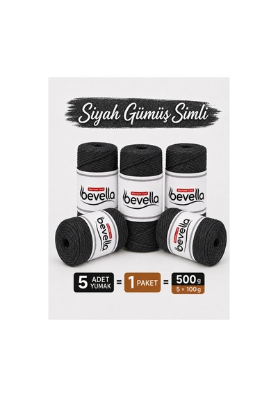 Simli Siyah Yumuşak Pamuk Siyah Cotton Zincir 1.5 Mm 5x 100 Gr