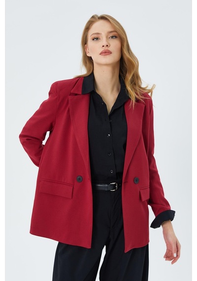 Mixray 4516 Kadın Bezayağı Blazer Ceket Bordo