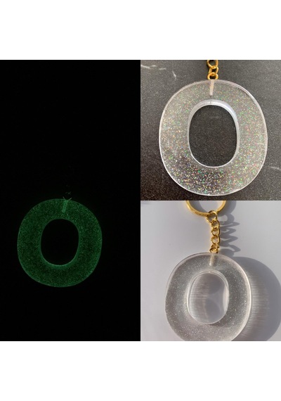 O Harfi Fosforlu Neon Yeşil Renk Parlak Simli Gold Aksesuarlı Ana