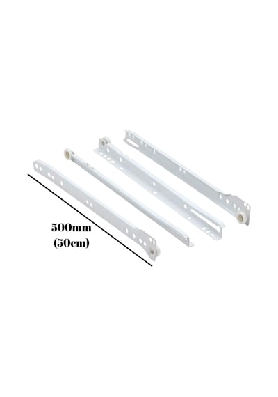 Beyaz Metal Çekmece Rayı Tekerlekli Mobilya Dolap Çekmece Rayı Beyaz 50cm 1 Takım Metal Çok Renkli