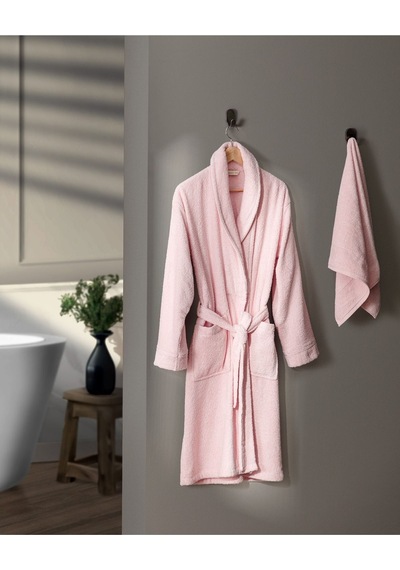 Madame Coco Avril Şalyaka Unisex Bornoz Set Pudra