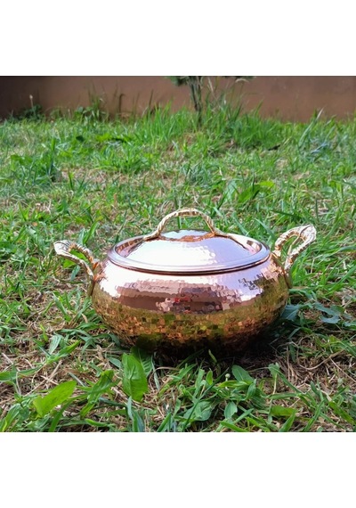 El Dövmesi Bakır Güveç Tencere 22 Cm