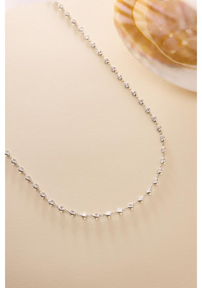 925 Ayar Gümüş Rodyum Kaplama 90 Cm Uzunluk Beyaz 4 Mm Zirkon Taşlı Kolye Çok Renkli