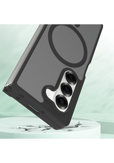 Samsung Galaxy Uyumlu Z Fold 6 Kılıf Kamera Korumalı M-safe Şarj Özellikli Yüzey Mat Darbe Emici Lunex Kapak Siyah