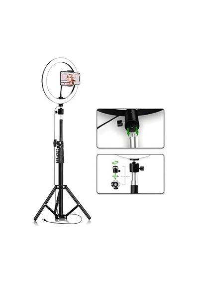Ring Light 26cm Halka Işık + Tripod Ayak Bluetooth Uzaktan Kumandalı 3 Işık Modu & 10 Parlaklık Seviyesi