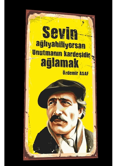 Özdemir Asaf mini retro ahşap poster