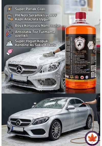 Cilalı Oto Yıkama Şampuanı 1kg Sakız Kokulu Yoğun Köpük + Sünger