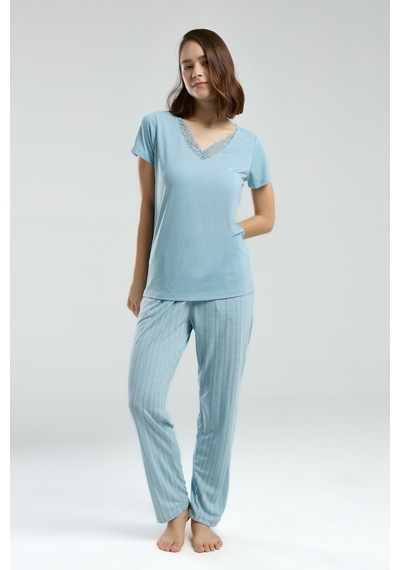 Pierre Cardin Kadın Mavi Pijama Takımı Pc8998-s-v1 Mavi