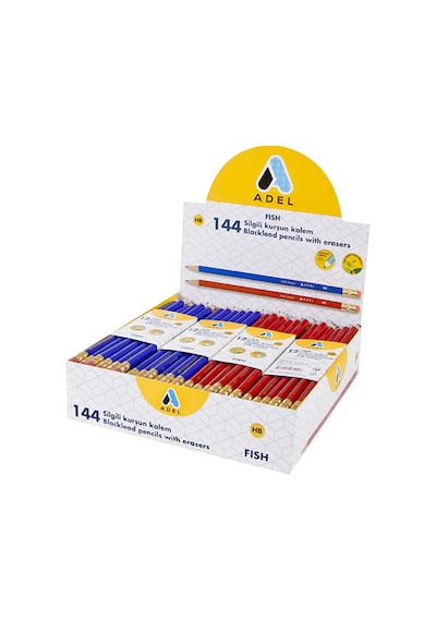 Fish Pencil, Kurşun Kalem Silgili 12'li, Hb Derece,kolay Açılır, Asorti Renkler Çok Renkli