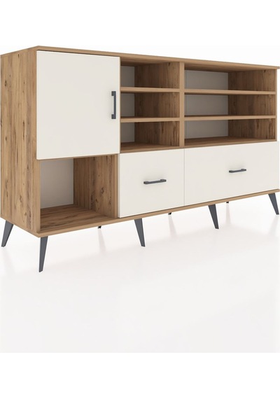 Kronos Konsol 8 Raflı 2 Çekmeceli Tek Kapaklı 176x59x99 Çam-ayta Çam-aytaşı