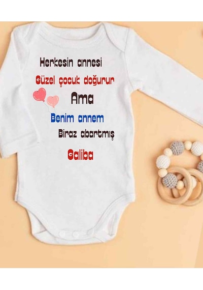Lupi İsimli Zıbın Yazılı Bebek Zıbın Krem-açık İndigo Beyaz