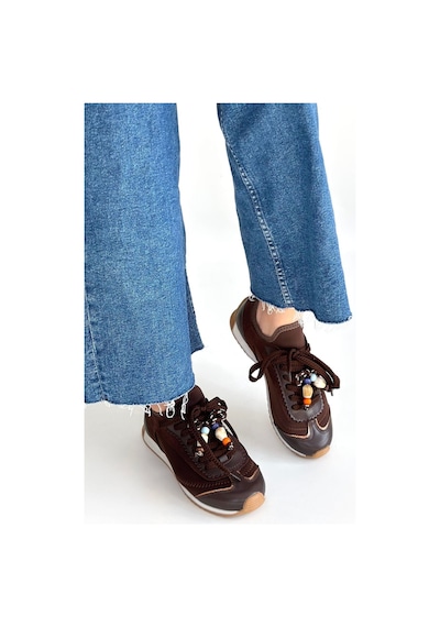 Nylux Riaf Kahverengi Cilt Bağcıklı Spor Ayakkabı Çok Renkli