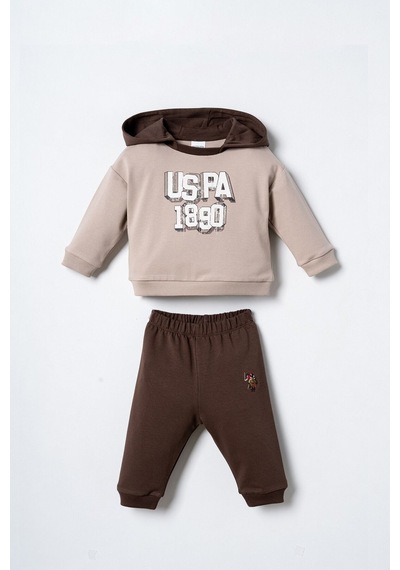 U.S. Polo Assn. Erkek Bebek Kapüşonlu Sarı Uzun Kol Pijama Takım Usb3178-c-v1 Usb3178-c-v1