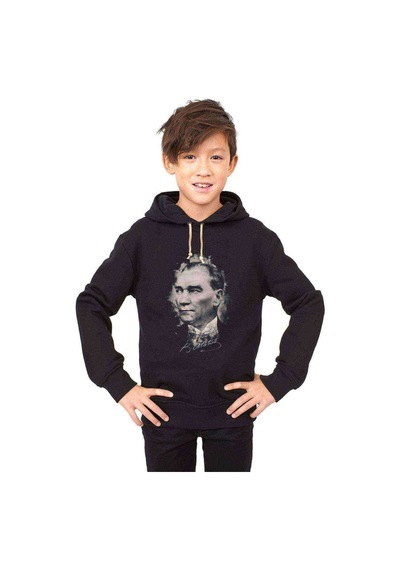 Tshirthane Ulu Önder Gazi Mustafa Kemal Atatürk Portre Baskılı Çocuk Siyah (529021275) Siyah