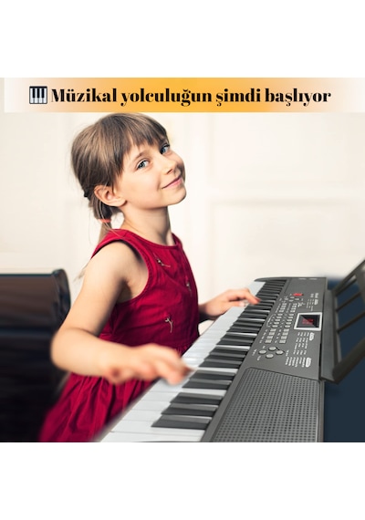 61 Tuşlu Işıklı Dijital Piyano Mikrofonlu Çocuk Keyboard Seti