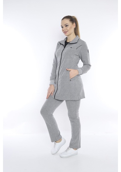 Kadın Spor G2 Melanj (Açık Gri) Eşofman Takımı - CC-6747-3779 Açık Gri