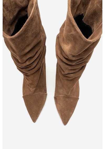 Luvi Shoes Petty Toprak Süet Hakiki Deri Kadın Körüklü Çizme