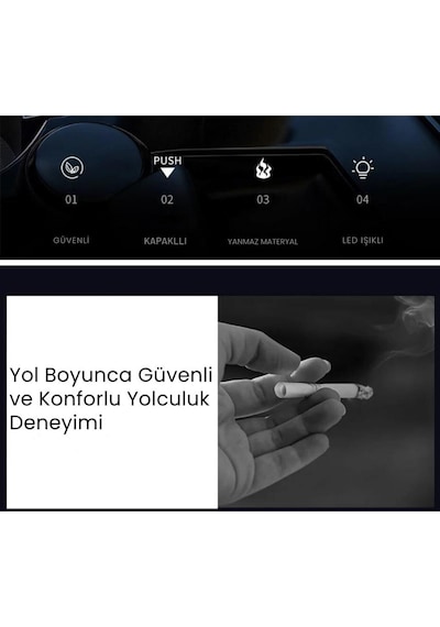 Polham Premium Araç KüllükLed Işıklı, Koku Önleyici, Kapaklı, Yıkanabilir, Su Geçirmez
