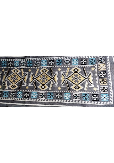 Pratik Oto Koltuk Kilim Seti 3 Parça Makine Dokuma Akrilik & Polyester Saçaklı - Gri