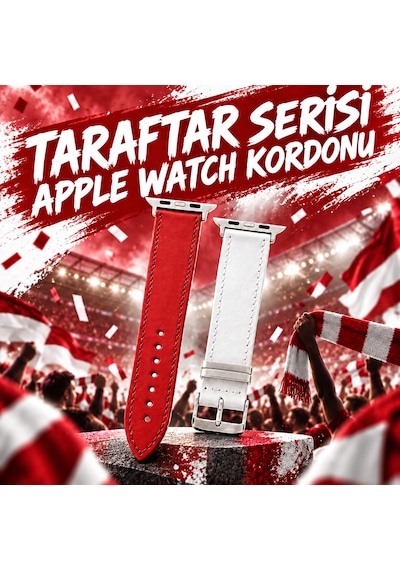 Apple Watch Uyumlu İnce Çift Kat Gerçek Deri Kordon Metal Köprülü
