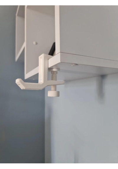 Ayarlanabilir Sıkıştırmalı Masaüstü Kulaklık Tutucu Stand Beyaz