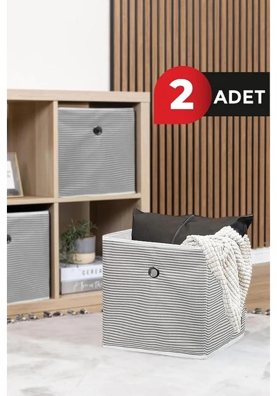 Alas 2 Adet Raf Düzenleyici Kutu Seti-su Geçirmez Kumaş,-gri 30 X 30 Cm Diğer