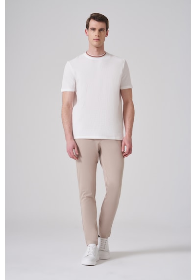 Morven Erkek Ekru Trend Düz Penye Bisiklet Yaka T-shirt 26ys018012454 Ekru