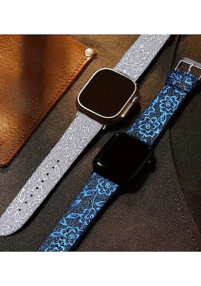 Newface Apple Uyumlu Watch 38mm Creeper Desenli Kordon Glblseme - 64 - Siyah