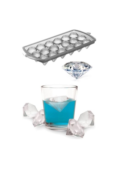 18 Bölmeli Lüx Elmas Şekil Buz Kalıbı Kapaklı Pratik Buzluk Plastik Diğer