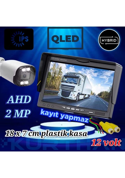 Tarımsal Araçlara 1 Adet Ahd 2mp Warm Ledli Kamera 7'' Qled Ips Monitör 12 V