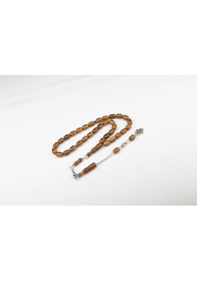 Burhan Sağlam Kapsül Kesim 11x8 Mm Sıkma Kehribar Alpaka Püsküllü Tesbih Bs2473618