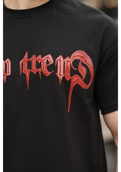 Madmext Siyah Baskılı %100 Pamuk Erkek T-shirt E7141 Siyah