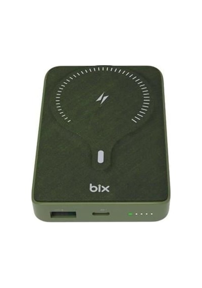 Bix 10000mah Bxpb105-gre 22.5w-15w Type-c Micro Usb Kablosuz Led Göstergeli Yeşil Powerbank Siyah