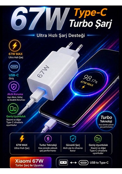 Poco X3 Gt X4 Gt X5 Gt X6 Gt Pro 5g Uyumlu 67w Süper Hızlı Şarj Aleti Cihazı Seti