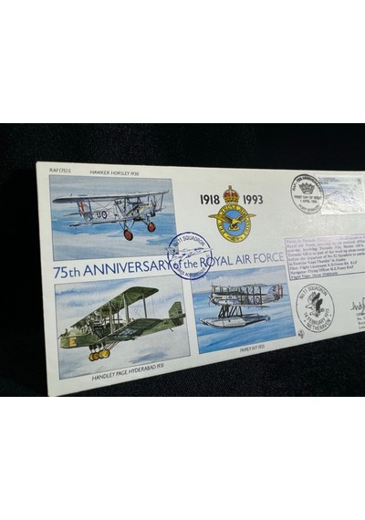 Falkland İslands İngiltere Kraliyet Hava Kuvvetleri 75. Yıldönümü İlk Gün Zarfı 19993 75th Ann. Of The Royal Air Force Fdc Islak İmzalı Limited