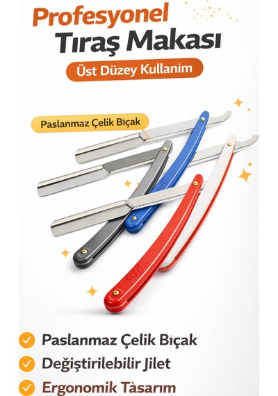 Profesyonel Berber Usturası Paslanmaz Çelik Düz Tıraş Jileti Klasik Barber Tıraş Bıçağı